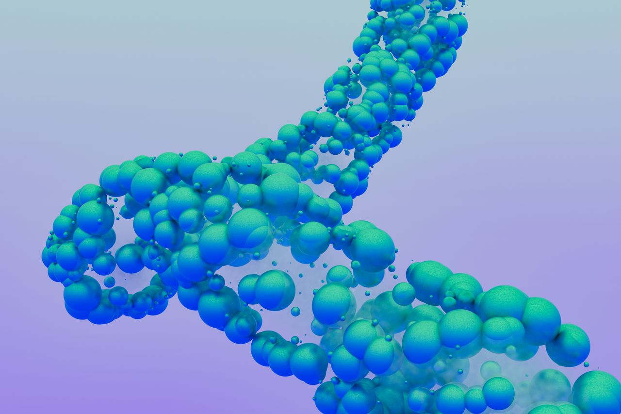 category-02 3D abstract image featuring blue bubbles arranged on a smooth gradient backdrop, evoking a sense of modern art.